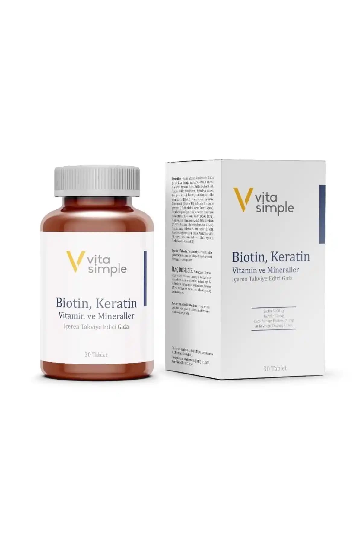 VitaSimple Biotin Keratin Vitamin Mineral Takviyesi Saç ve Tırnak Sağlığı Destekleri