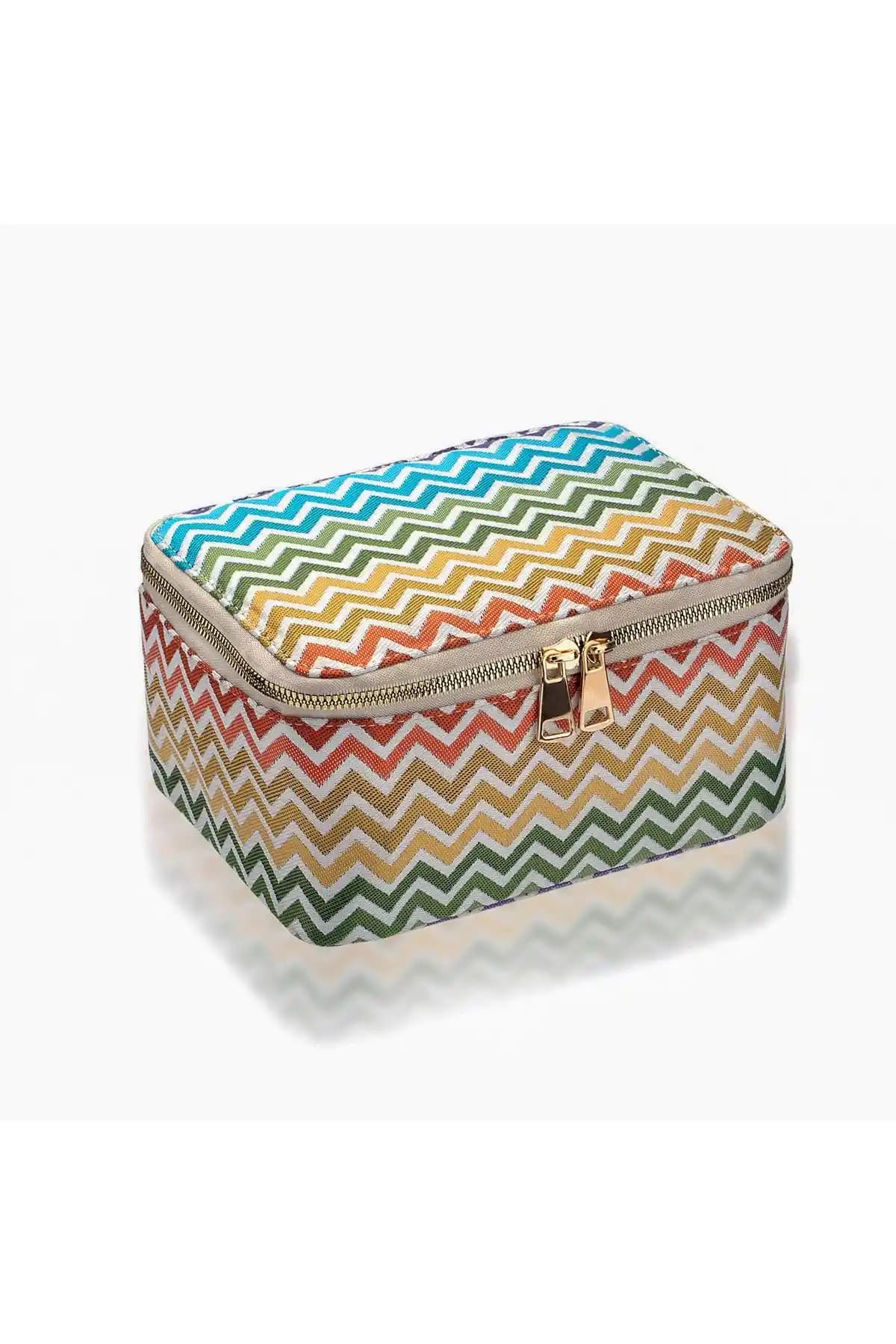 VIVION Zigzag Makyaj Çantası: Şık ve Dayanıklı Çok Renkli Organizer