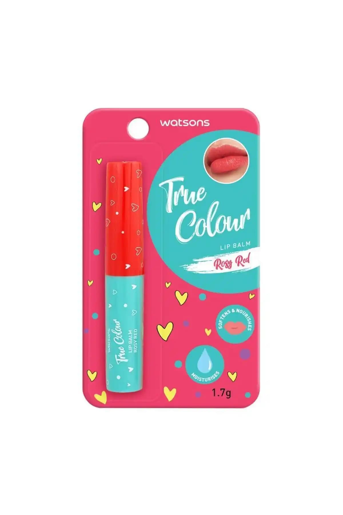 Watsons True Colour Rosy Red Lip Balm ile doğal ve parlak dudaklar sağlayın