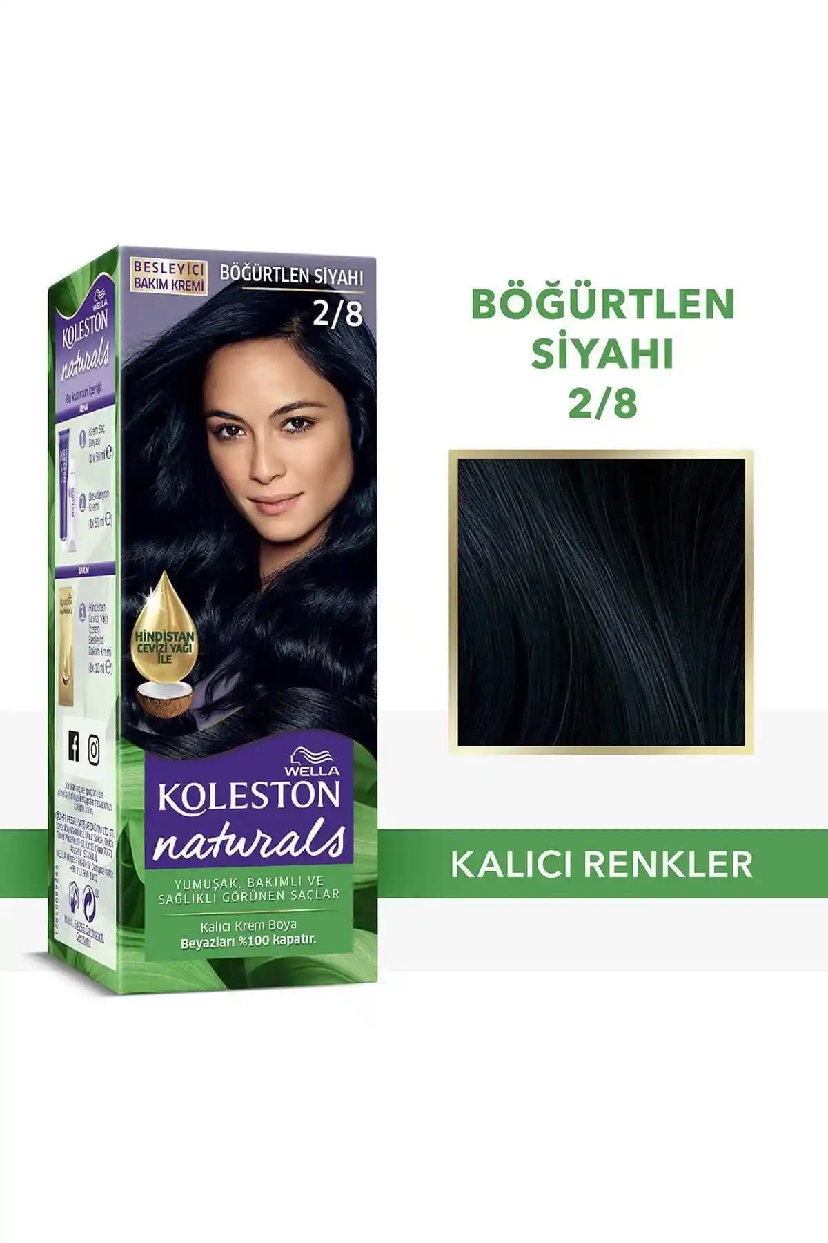 Wella Koleston Naturals 2/8 Böğürtlen Siyahı Saç Boyası Kalıcılık ve Beyaz Kapama Özelliği