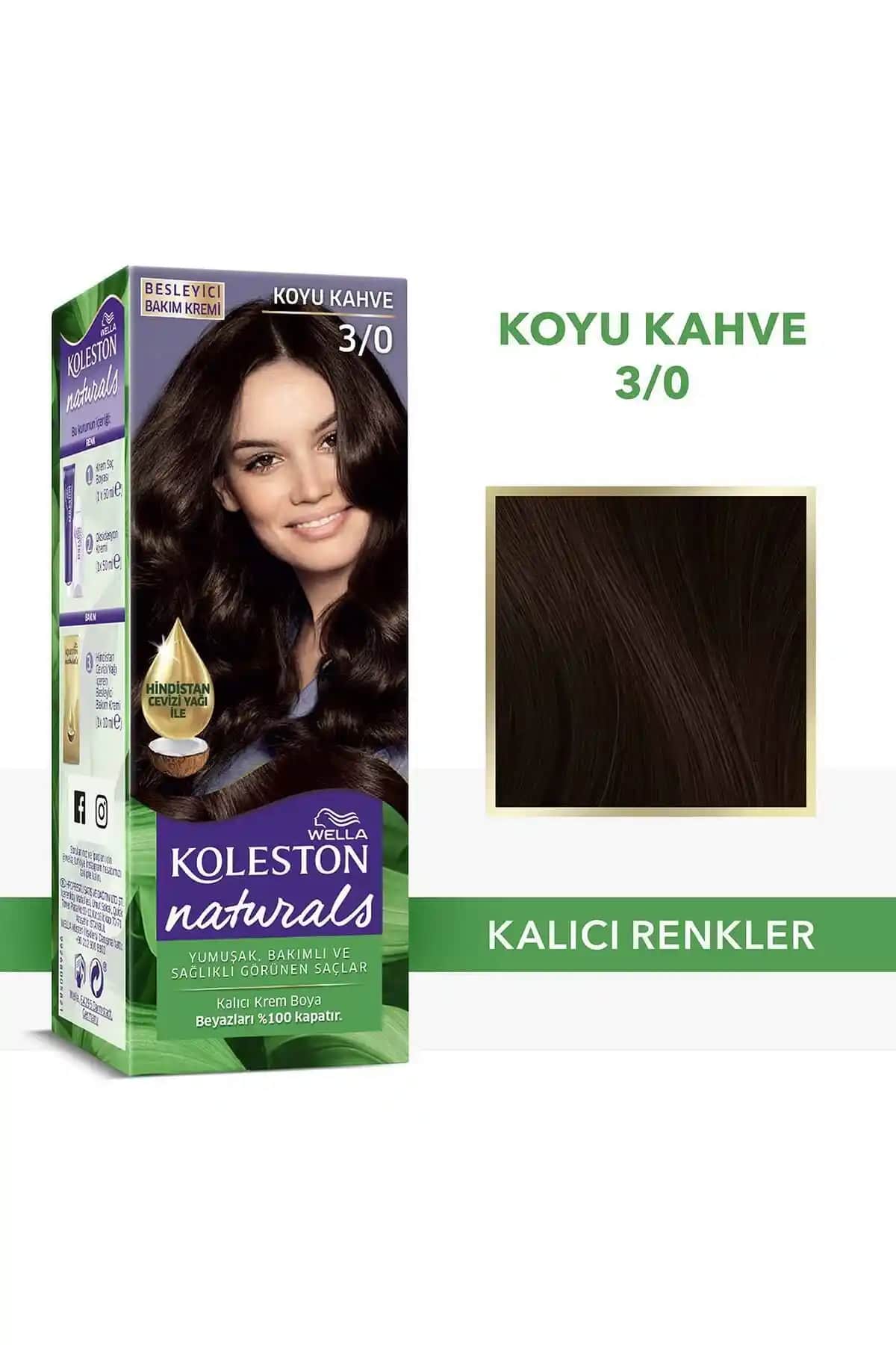 Wella Koleston Naturals Saç Boyası 3/0 Koyu Kahve ve 6/1 Büyüleyici Kahve Karşılaştırması