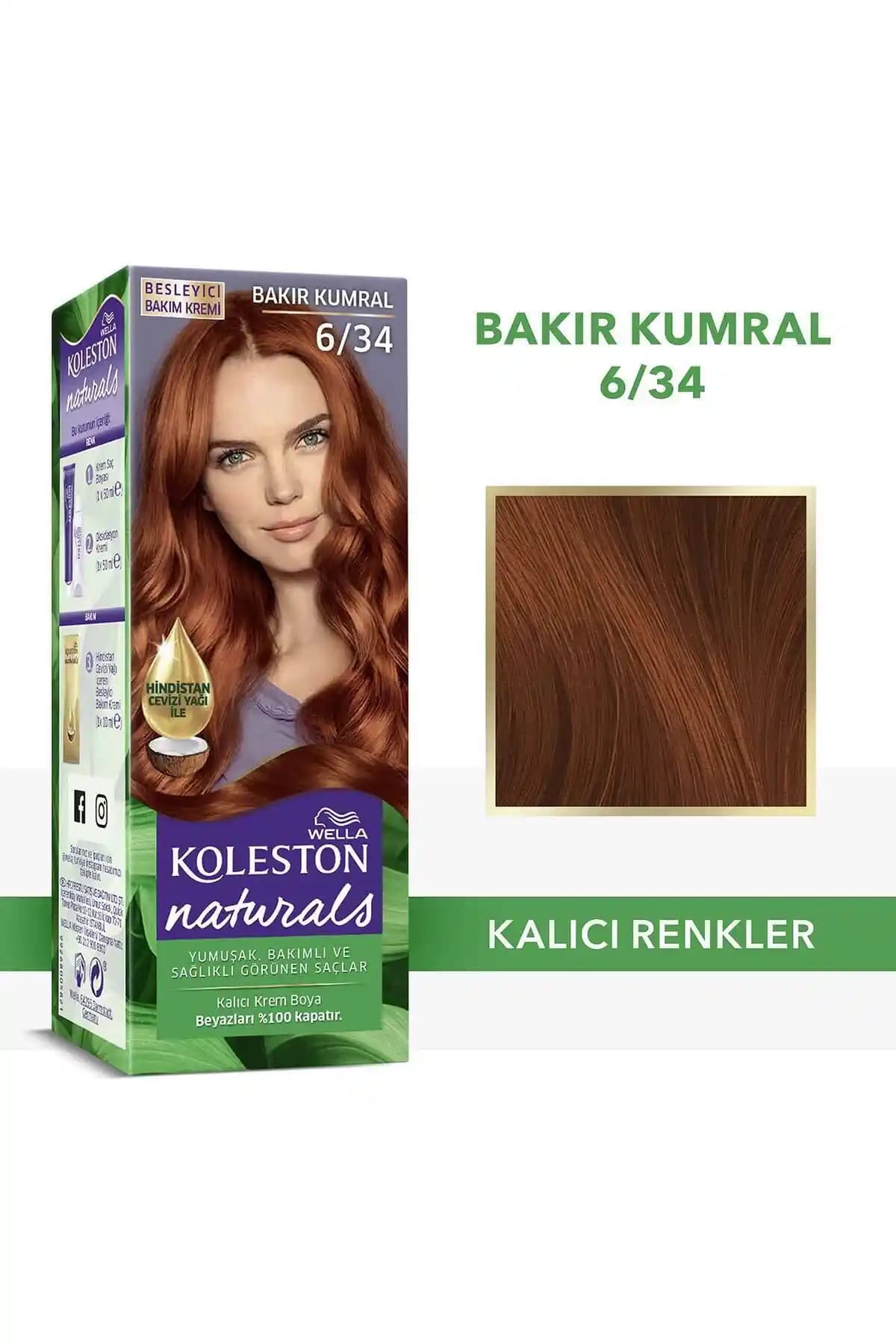 Wella Koleston Naturals Saç Boyası 6/34 Bakır Kumral Kalıcı ve Doğal Renk Seçeneği