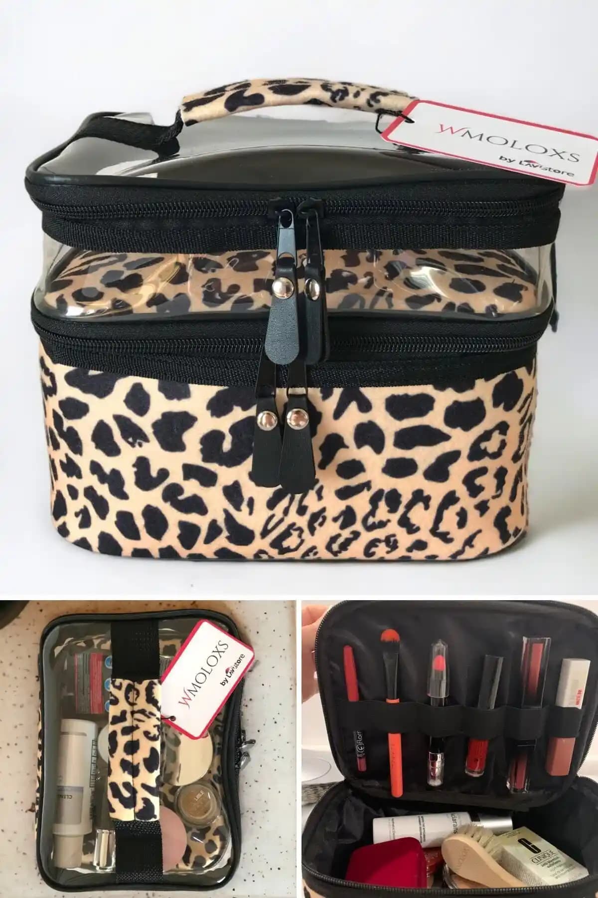 Wmoloxs Leopar Kozmetik Makyaj Çantası: Şık ve İşlevsel Seyahat ve Günlük Kullanım İçin