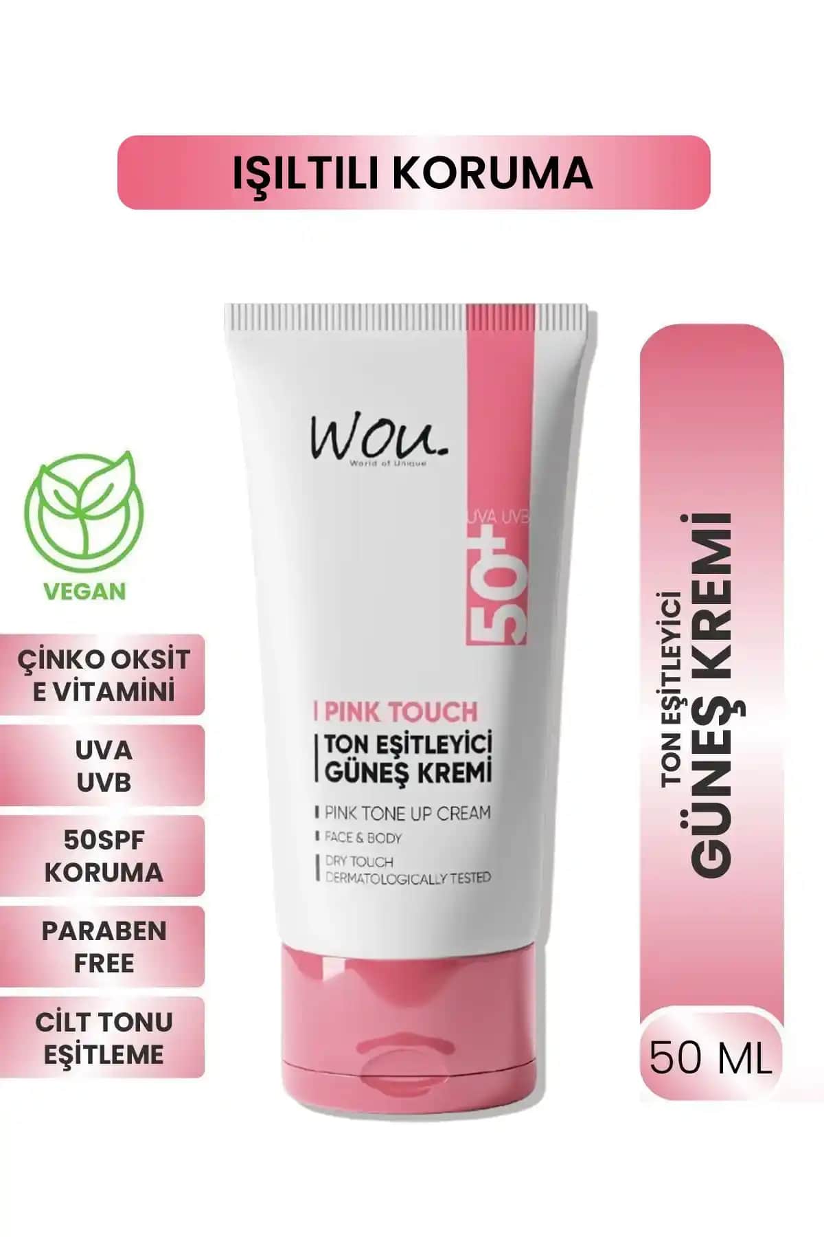 WOU Pink Touch SPF 50+ Güneş Kremi: Cilt Tonunu Eşitleyen ve Koruyan Günlük Kullanım Ürünü