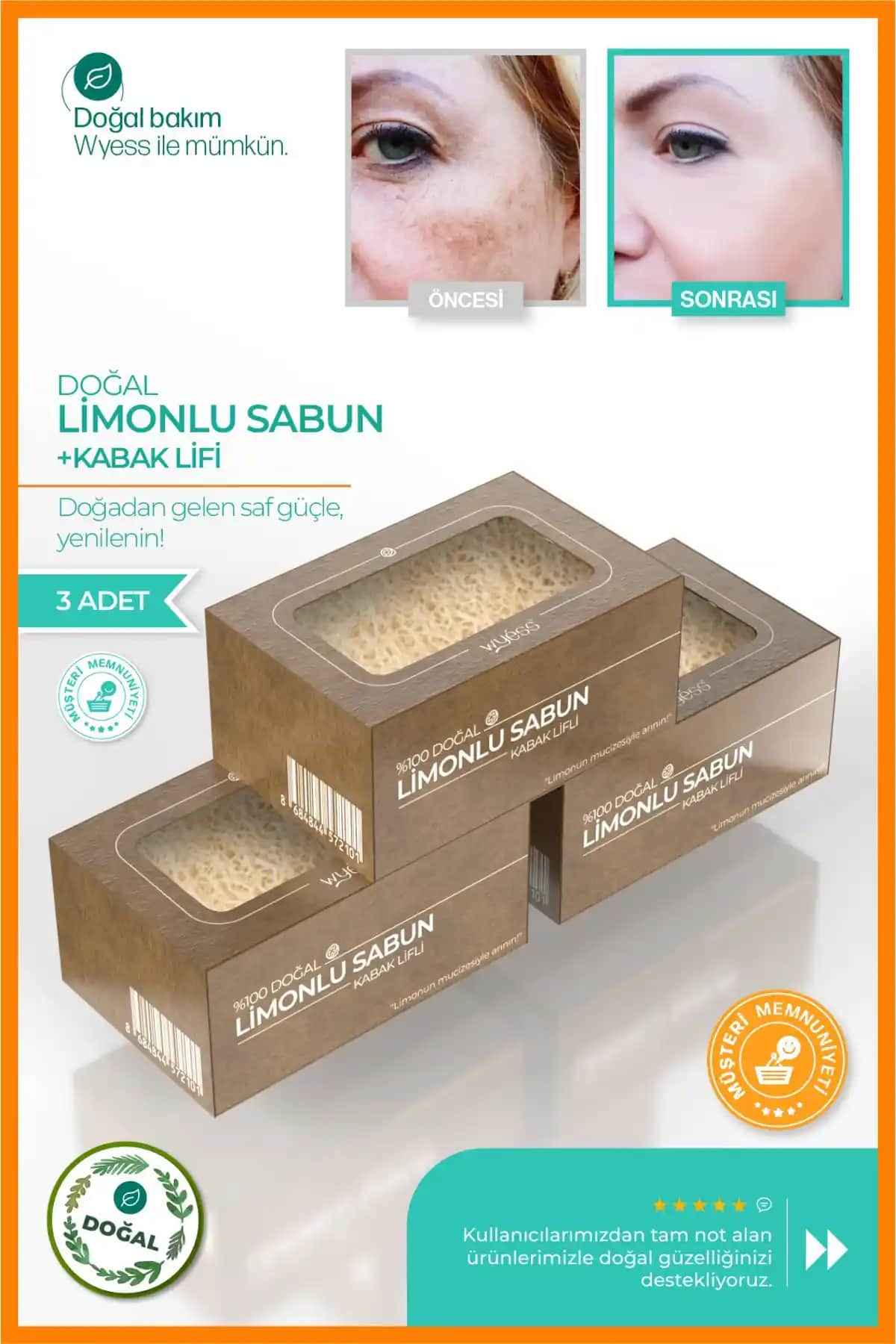 Wyess Doğal Kabak Lifli Limonlu Sabun: Doğal İçeriklerle Temiz ve Parlak Cilt Bakımı