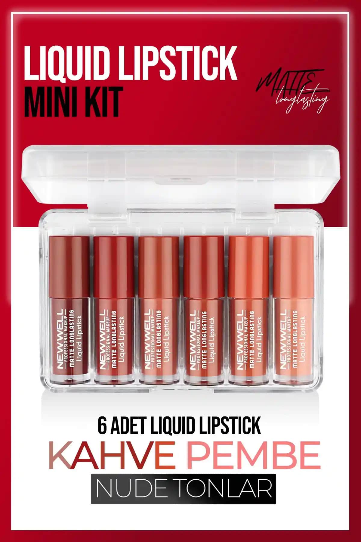 Yeni Well Liquid Lipstick Mini Seti: Renkli ve Kalıcı Dudak Makyajı İçin Uygun