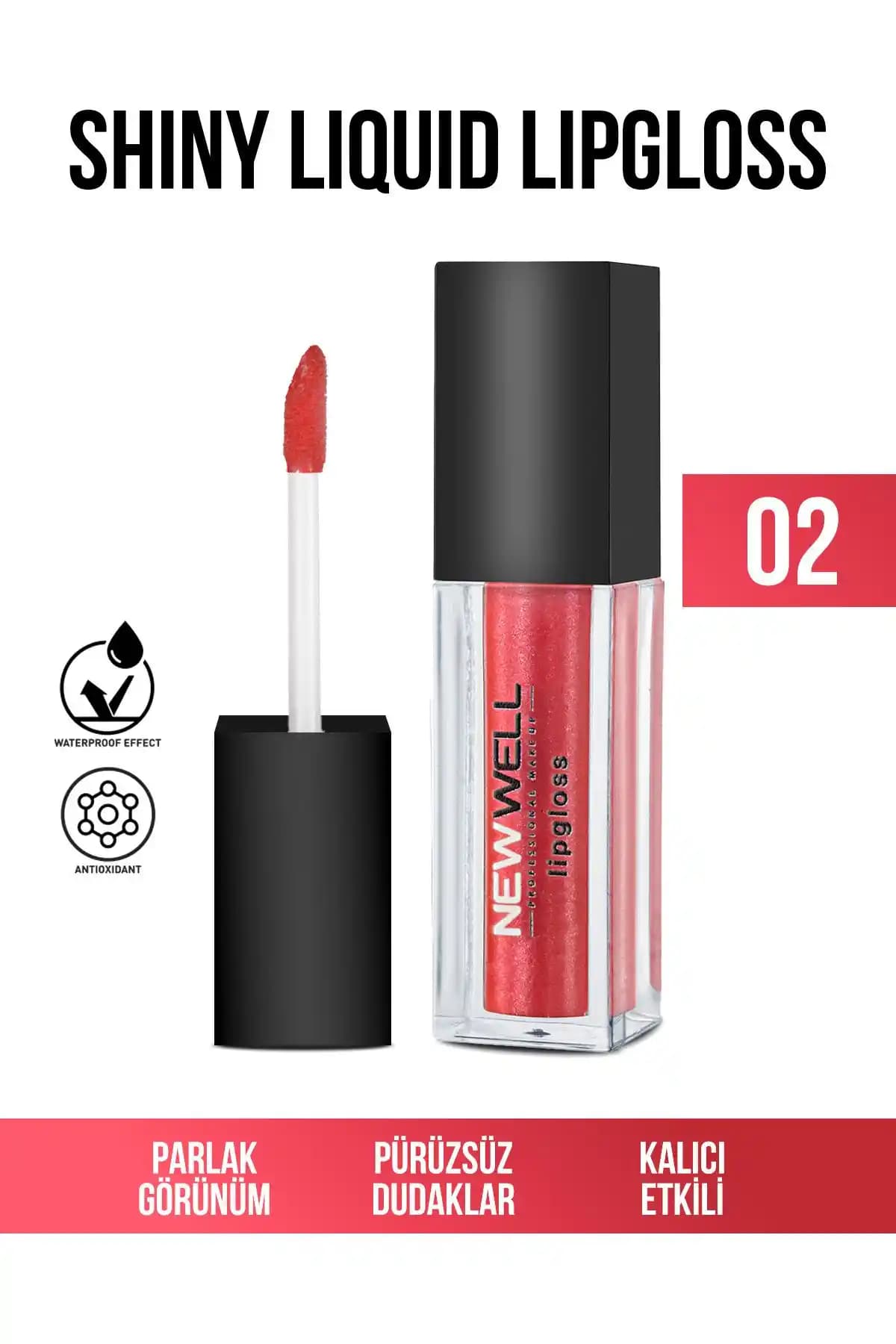 Yeni Well Shiny Liquid Lipstick 02 Parlak ve Kalıcı Dudak Makyaj Ürünü
