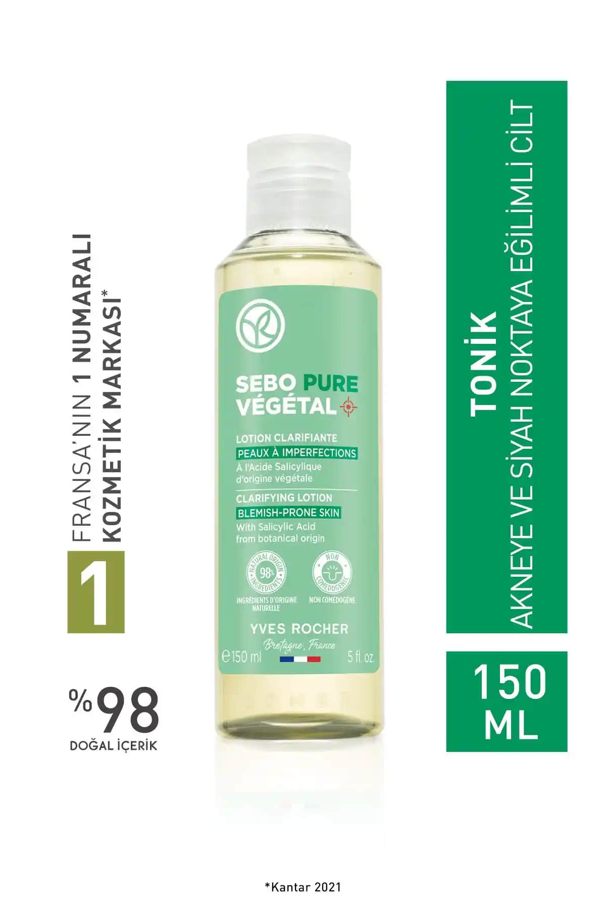 Yves Rocher Bitkisel Salisilik ve Sitrik Asit Yüz Tonik: Yağlı ve Akne Eğilimli Ciltler İçin Etkili Bakım Çözümü