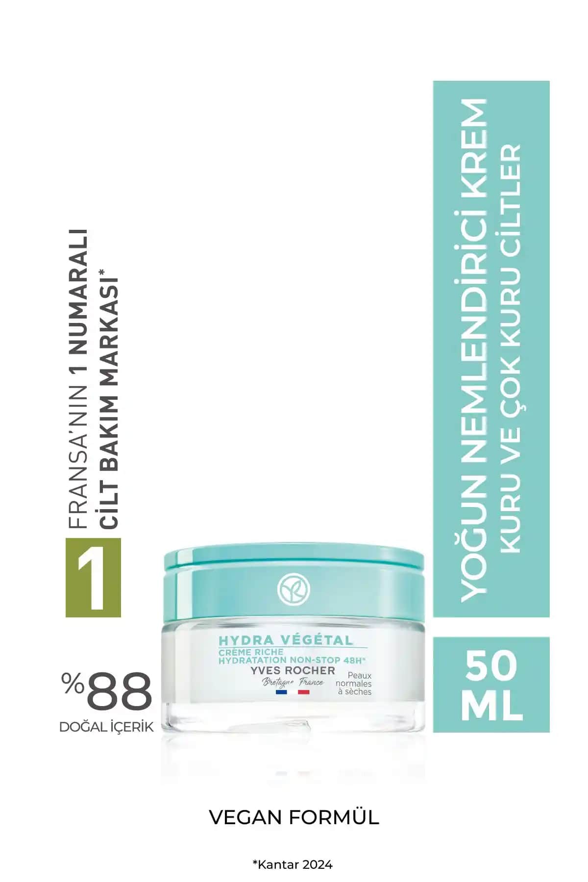 Yves Rocher Çok Kuru Ciltler İçin Doğal Nemlendirici Yoğun Krem 50 ml