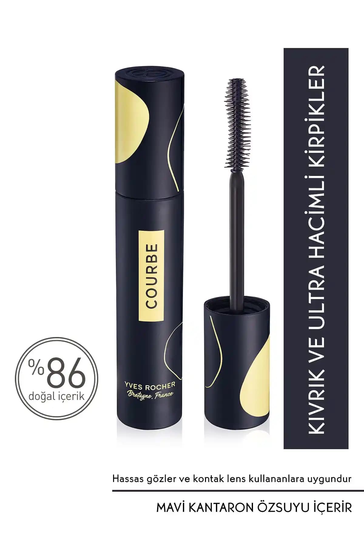 Yves Rocher Kirpik Kıvırıcı ve Hacim Veren Maskara Siyah 7.8 ml – Doğal ve Güçlü Kirpikler