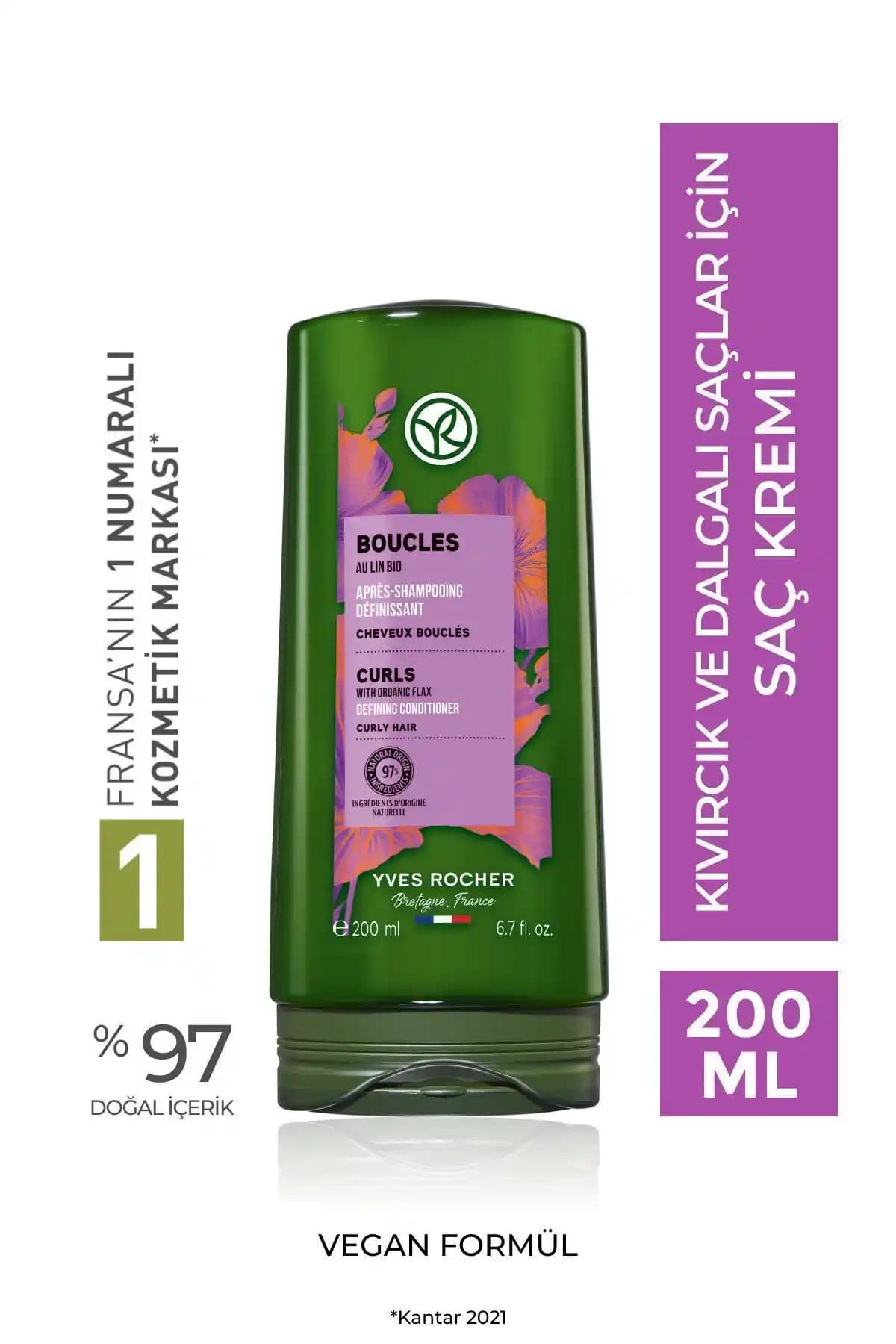 Yves Rocher Kıvırcık ve Dalgalı Saçlar İçin Bukle Belirginleştirici Vegan Saç Kremi 200ml