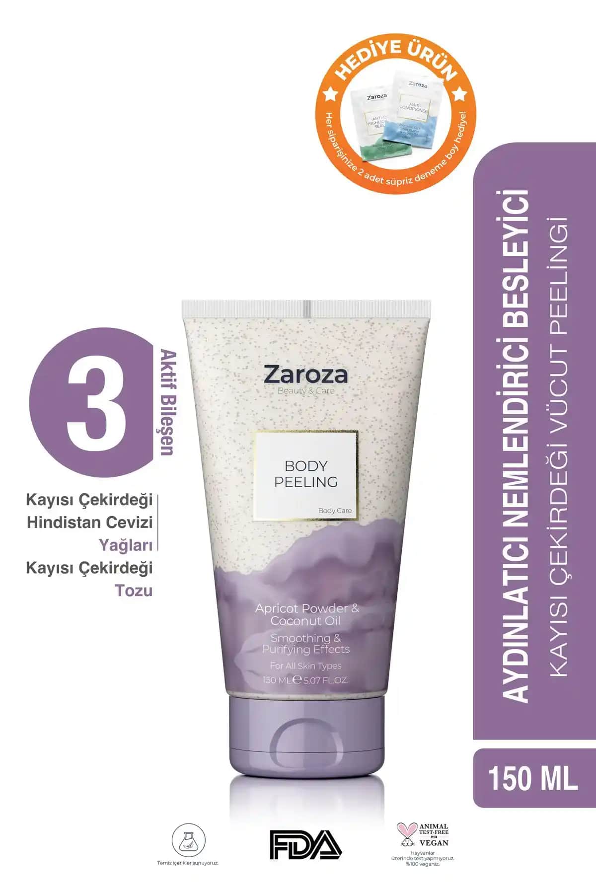 ZAROZA Kayısı Çekirdekli Vücut Peelingi Doğal ve Etkili Cilt Bakımı Ürünü