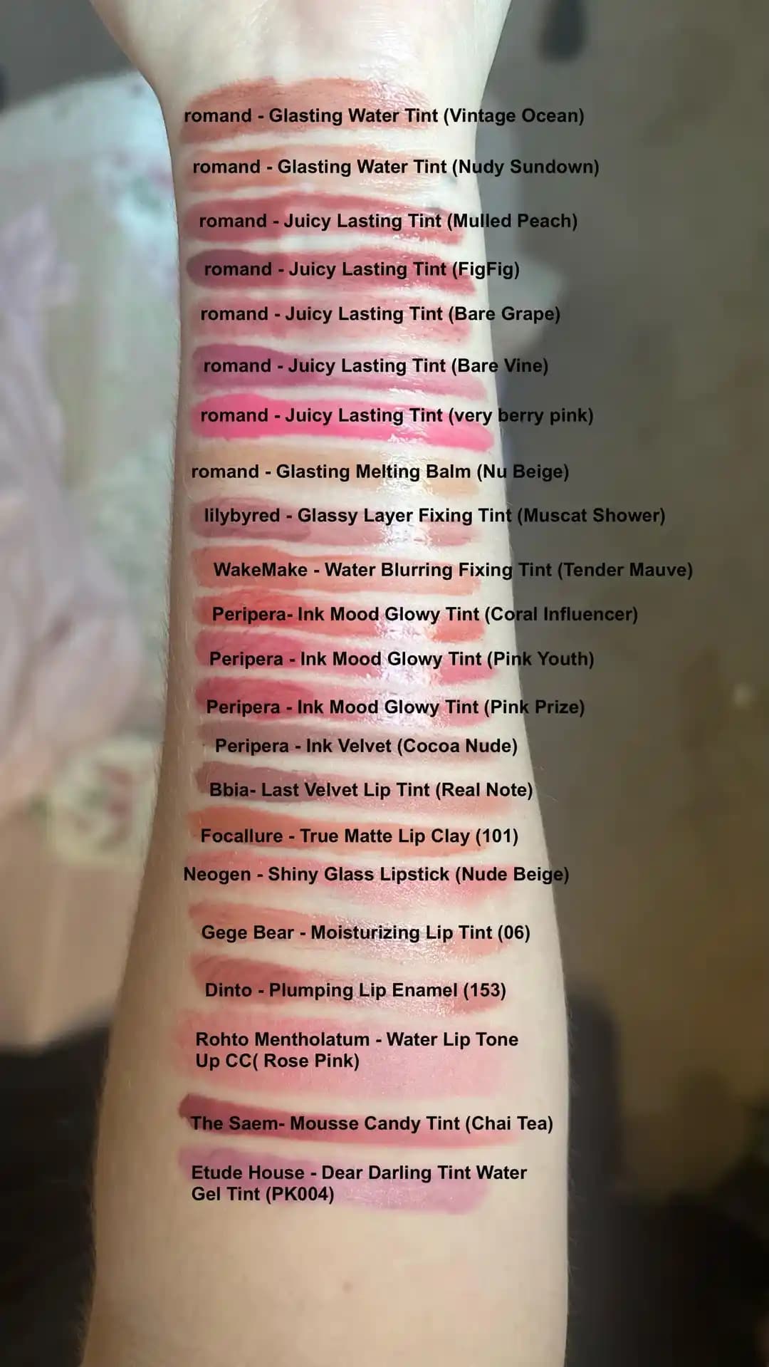 Asya Dudak Ürünleri İncelemesi: 22 Marka ve Renk Seçeneğiyle AB Lip Swatches