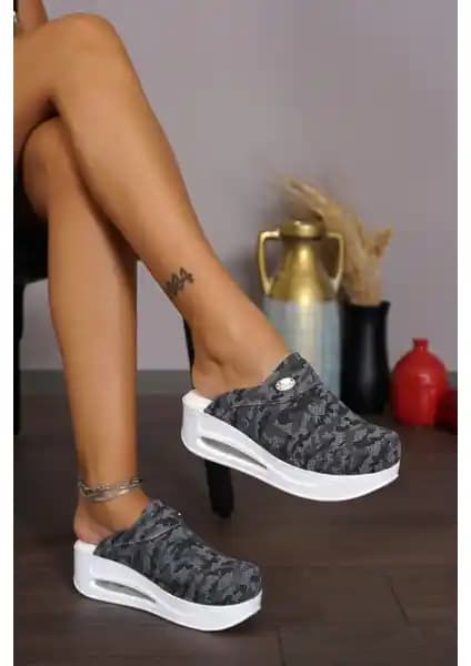 Blum Sabo Gri Kamuflaj Tasarımlı Ergonomik ve Konforlu Ayak Sağlığı Destekli Terlik