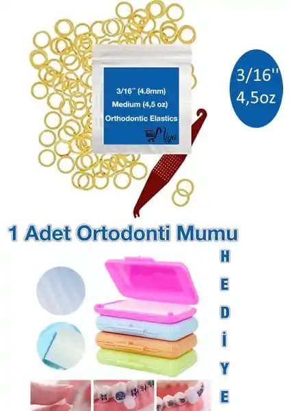 Myetc Diş Teli Lastikleri 100 Adet Medium Elastik Takma Aparatlı Sağlam ve Pratik Kullanım