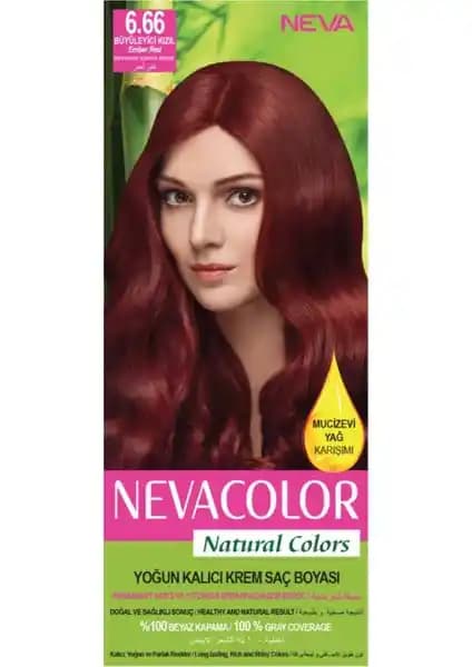 Nevacolor Natural Colors 6.66 Büyüleyici Kızıl Kalıcı Krem Saç Boyası Seti