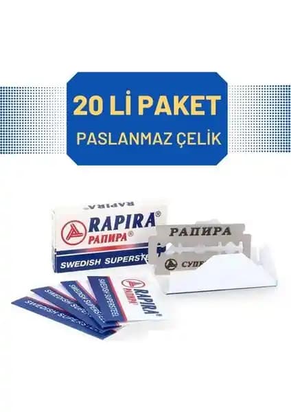 Rapira 20 Adet Paslanmaz Çelik Tıraş Jileti - Dayanıklı ve Etkili Tıraş Deneyimi