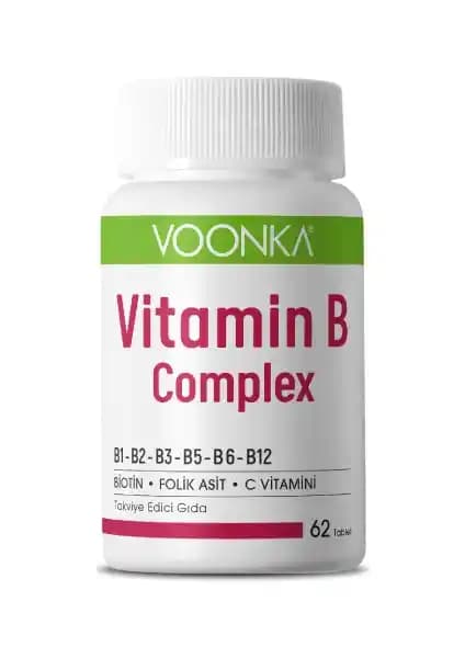 Voonka Vitamin B Complex 62 Tablet Sağlık ve Enerji Desteği Sağlayan Takviye Ürünü