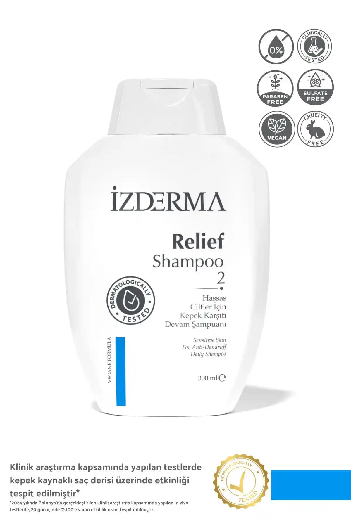 İzderma Relief-2: Kaşıntı ve Kepeğe Karşı Etkili Sülfatsız Şampuan