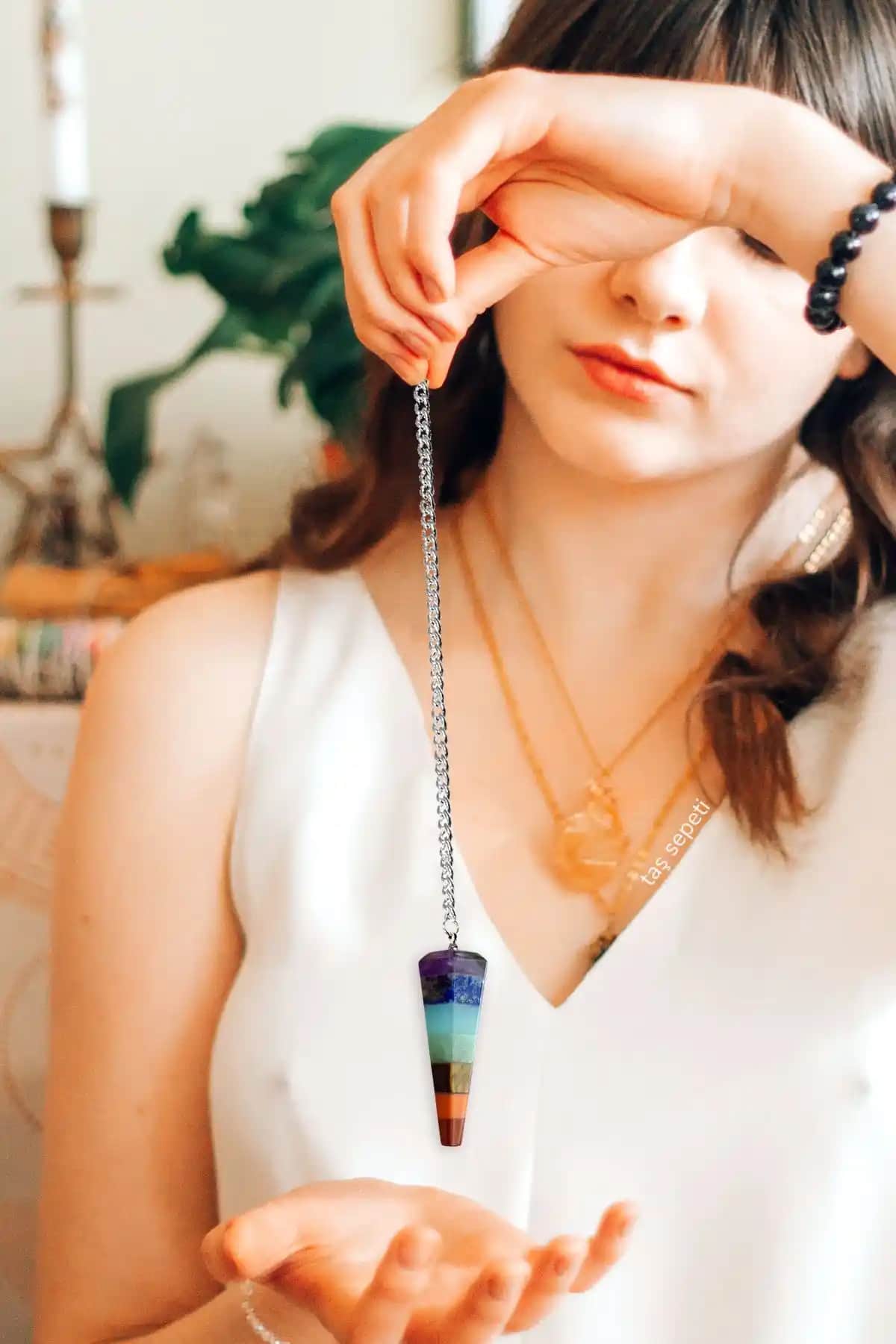 7 Çakra Doğal Taş Pandül Sarkaç ile Enerji Dengeleme ve Ruhsal Gelişim Araçları