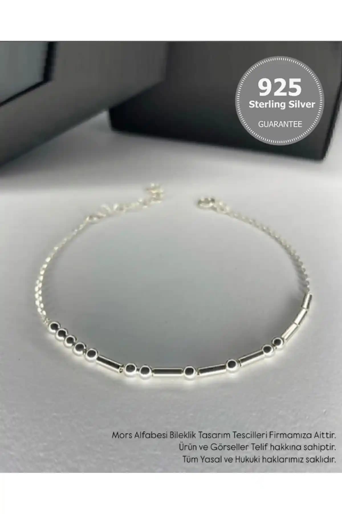 925 Ayar Gümüş Mors Alfabesi Zincir Bileklik Kişiselleştirilebilir Modern Takı