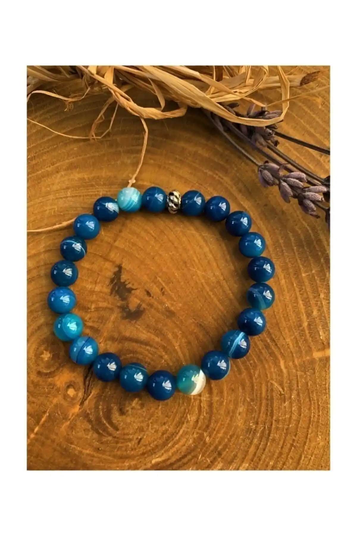 AYZE Doğaltaş Mavi Akik Bileklik: Şık ve Doğal Takı Seçeneği