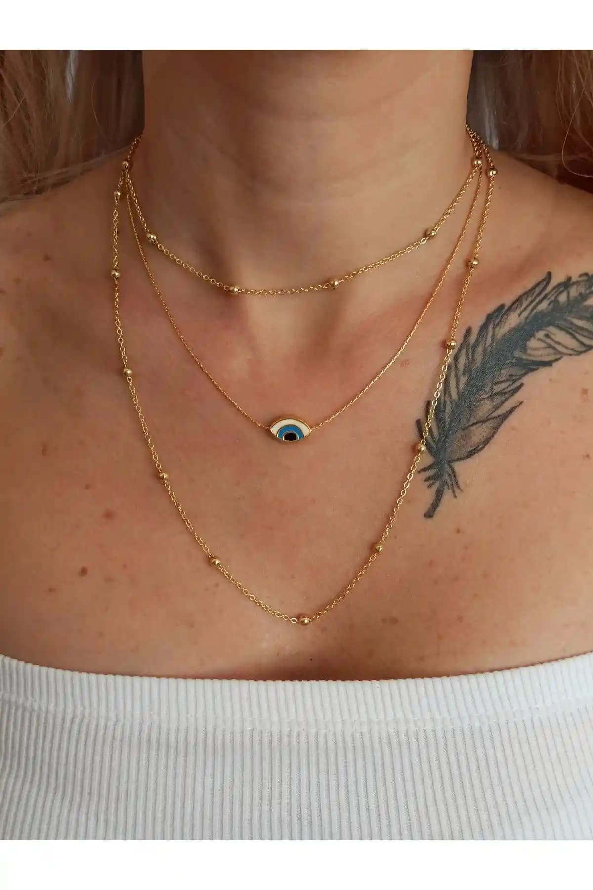 Denizdenal Nazar Göz Model Kolye: Zarif ve Anlamlı Altın Kaplama Takı Seçeneği