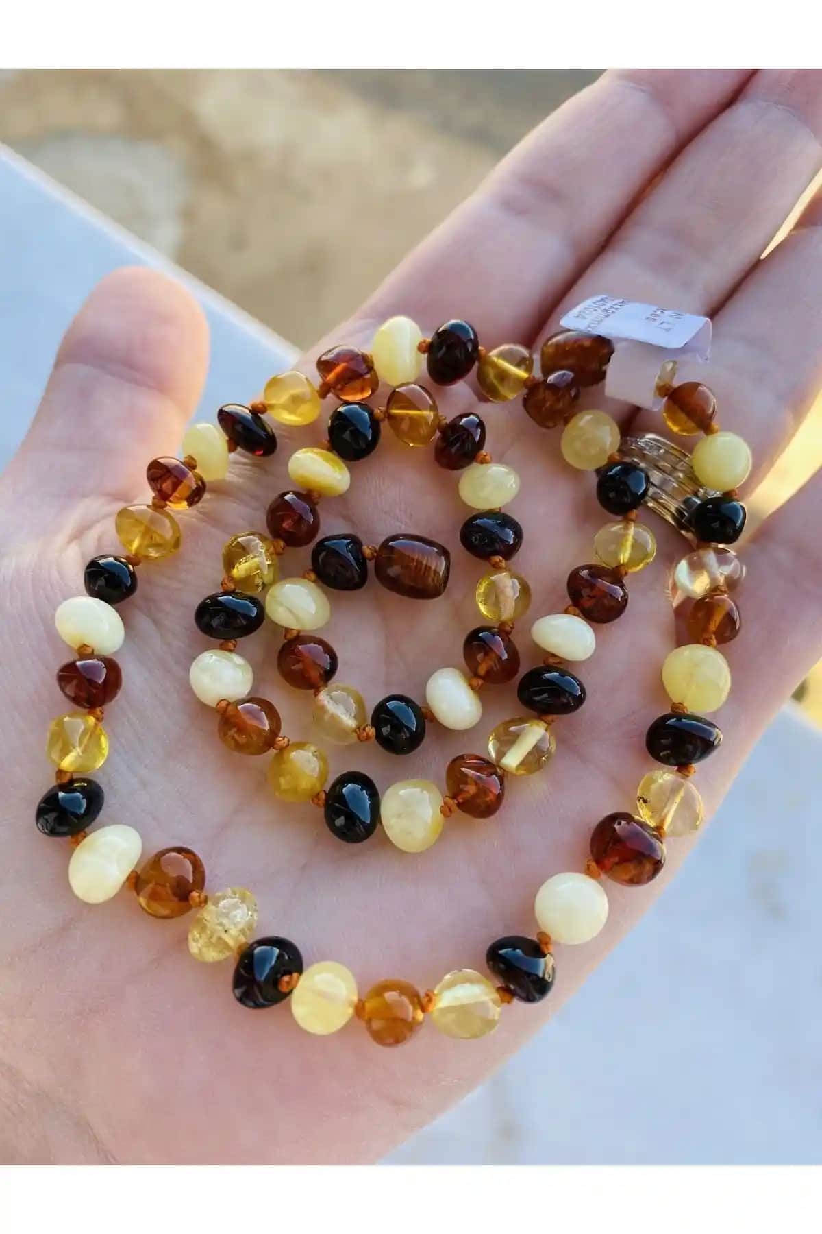 Doğal Litvanya Kehribarından Yetişkin Damla Kehribar Kolye Gerdanlık