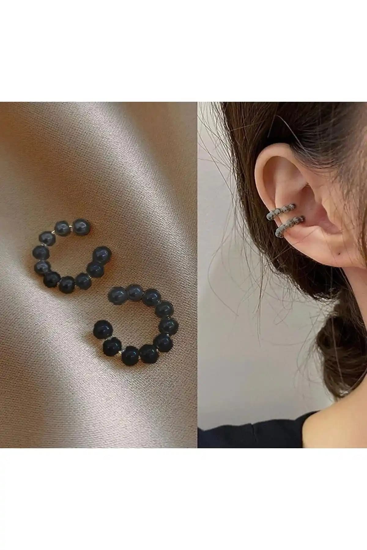 Fullcontrol Kadın Siyah İnci Kıkırdak Küpe: Zarif ve Şık Tasarım ile Günlük ve Özel Kullanım İçin