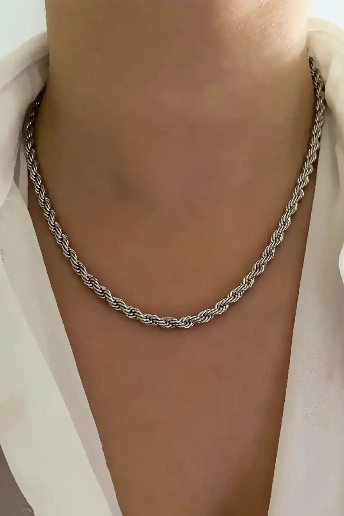 Fullcontrol Unisex Güç Renkli Kalın 45 Cm Burgu Zincir Şık ve Dayanıklı Aksesuar