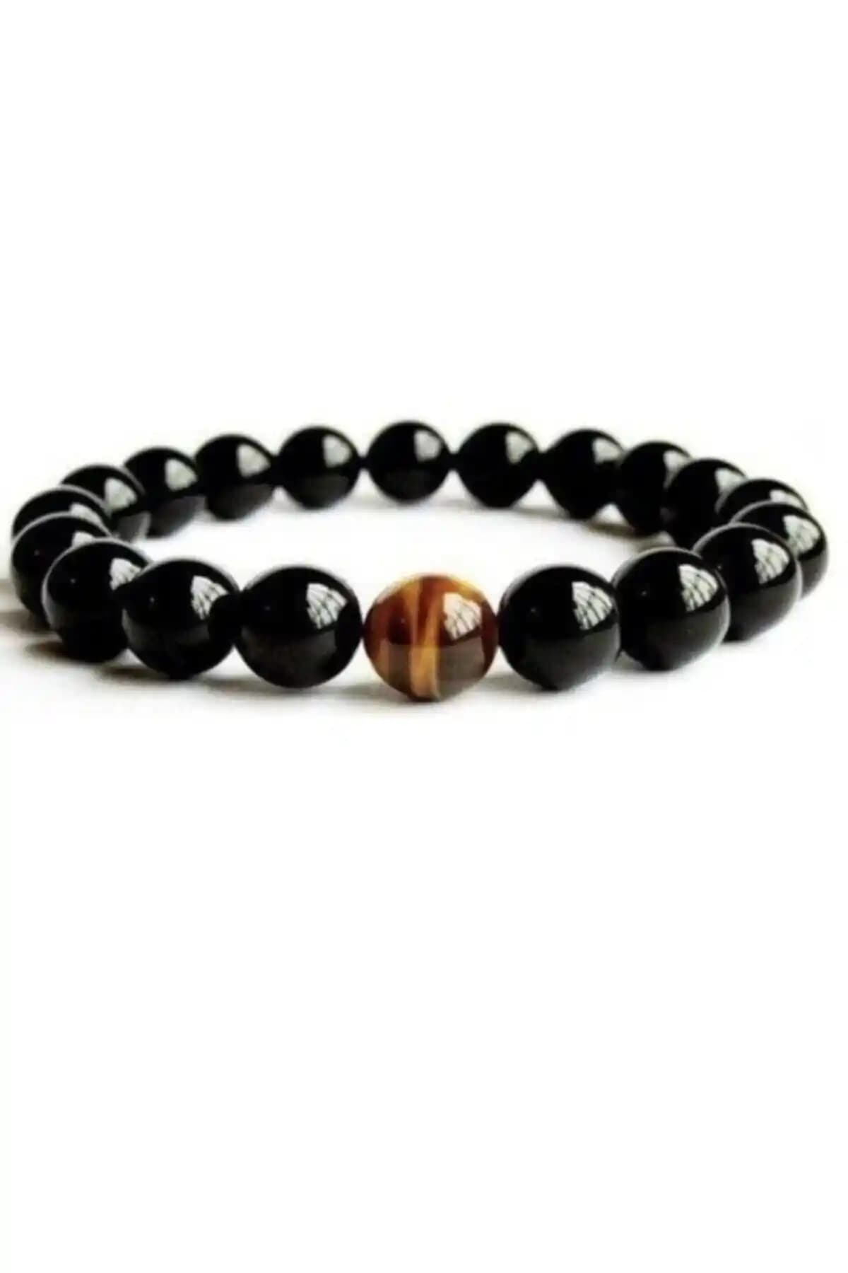 HakSal Gümüşüşlük Doğal Taş Bileklikleri Unisex Kahverengi ve Siyah Tasarım