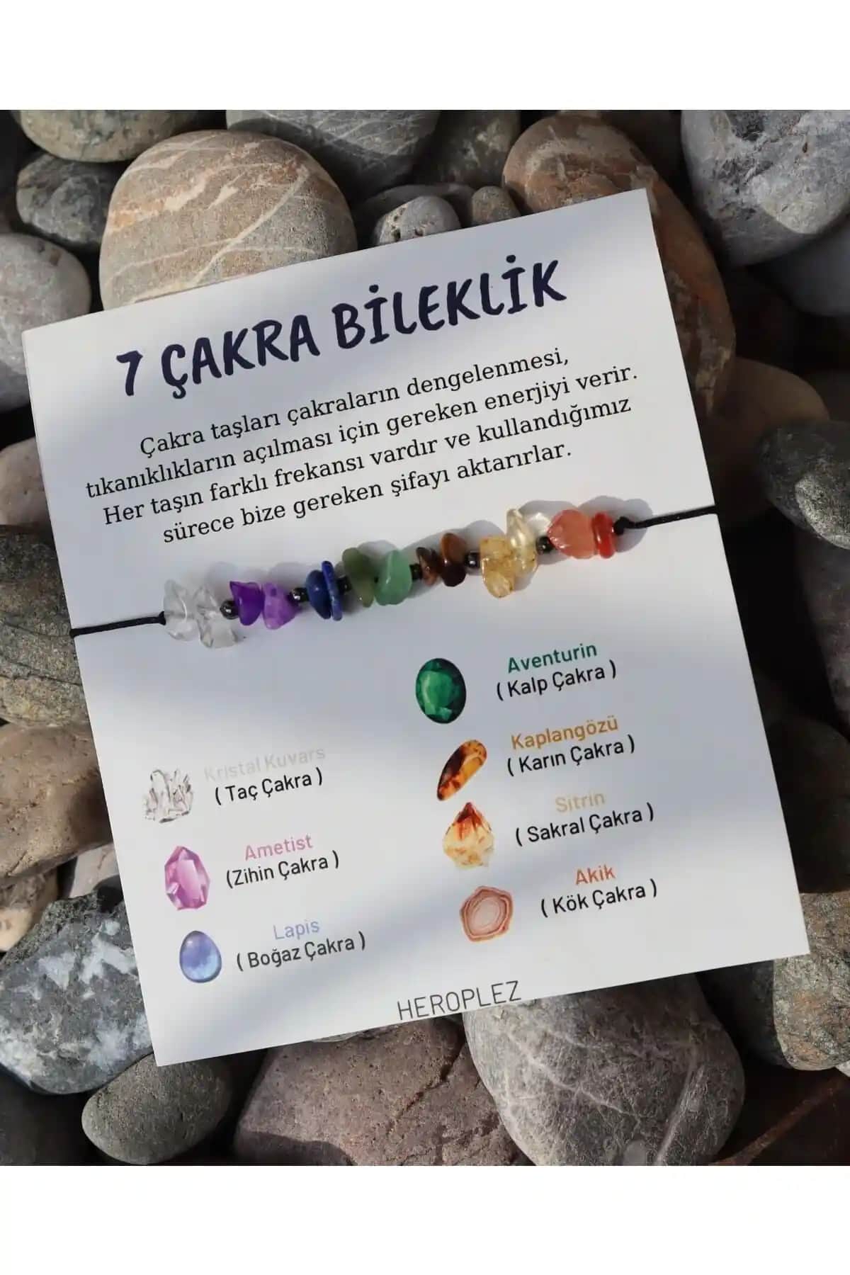 Heroplez Yedi Çakra Doğal Kırıktaş Bileklik ile Enerji ve Ruhsal Denge Sağlama