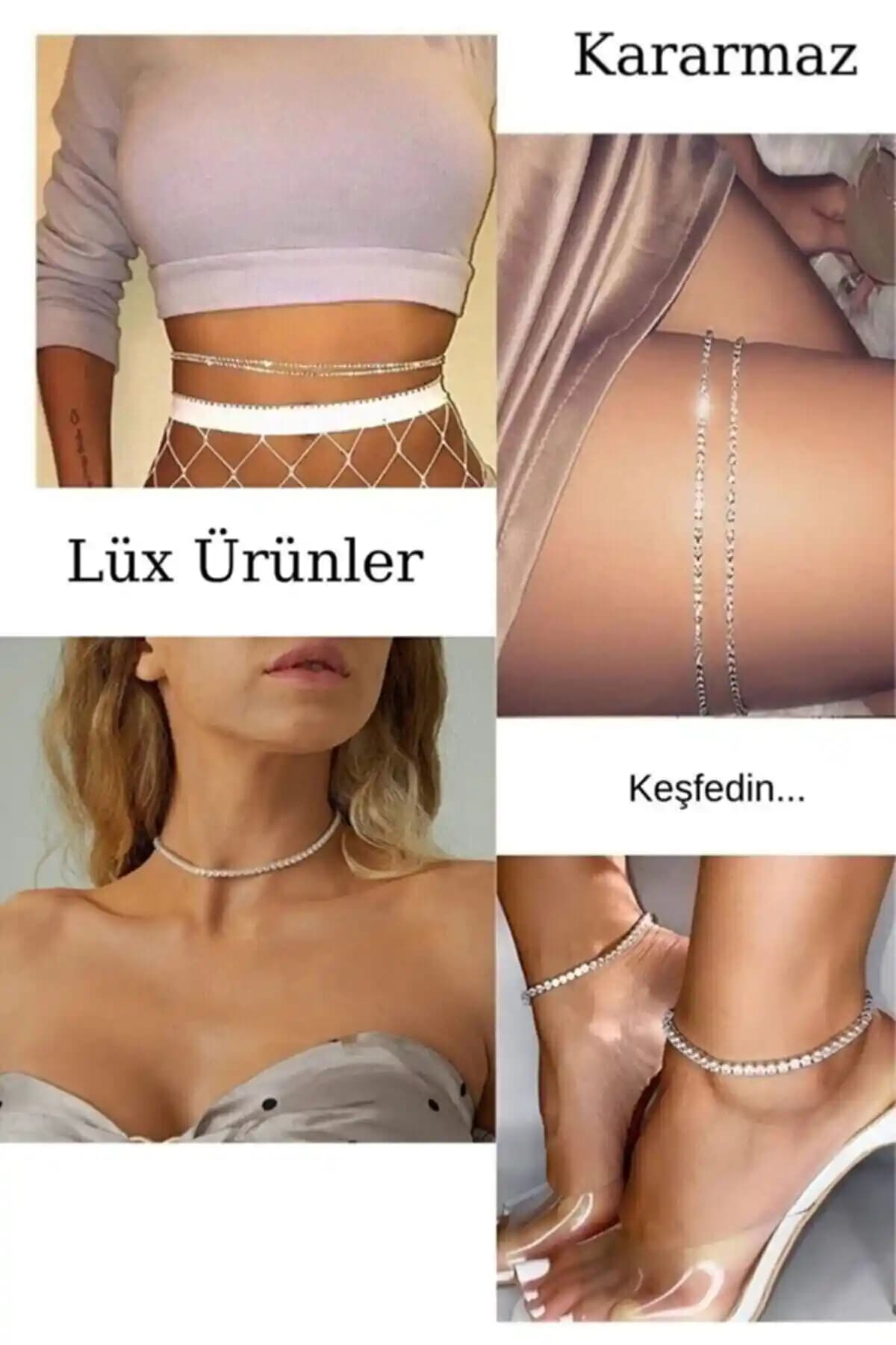 Irva Collection Harika Dörtlü Taşlı Takı Seti Kadınlar İçin Şık ve Zarif Tasarım