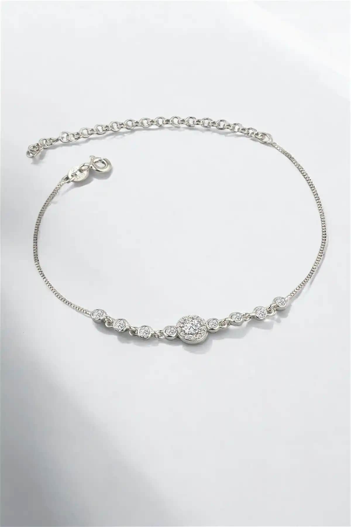 Jelux Silver Gümüş 925 Ayar Zirkon Taşlı Su Yolu Bileklik Şık ve Modern Tasarım