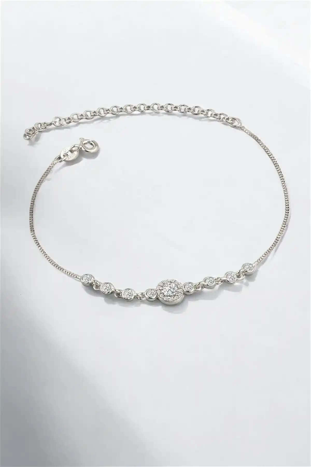 Jelux Silver Gümüş 925 Ayar Zirkon Taşlı Su Yolu Bileklik Şık ve Modern Tasarım