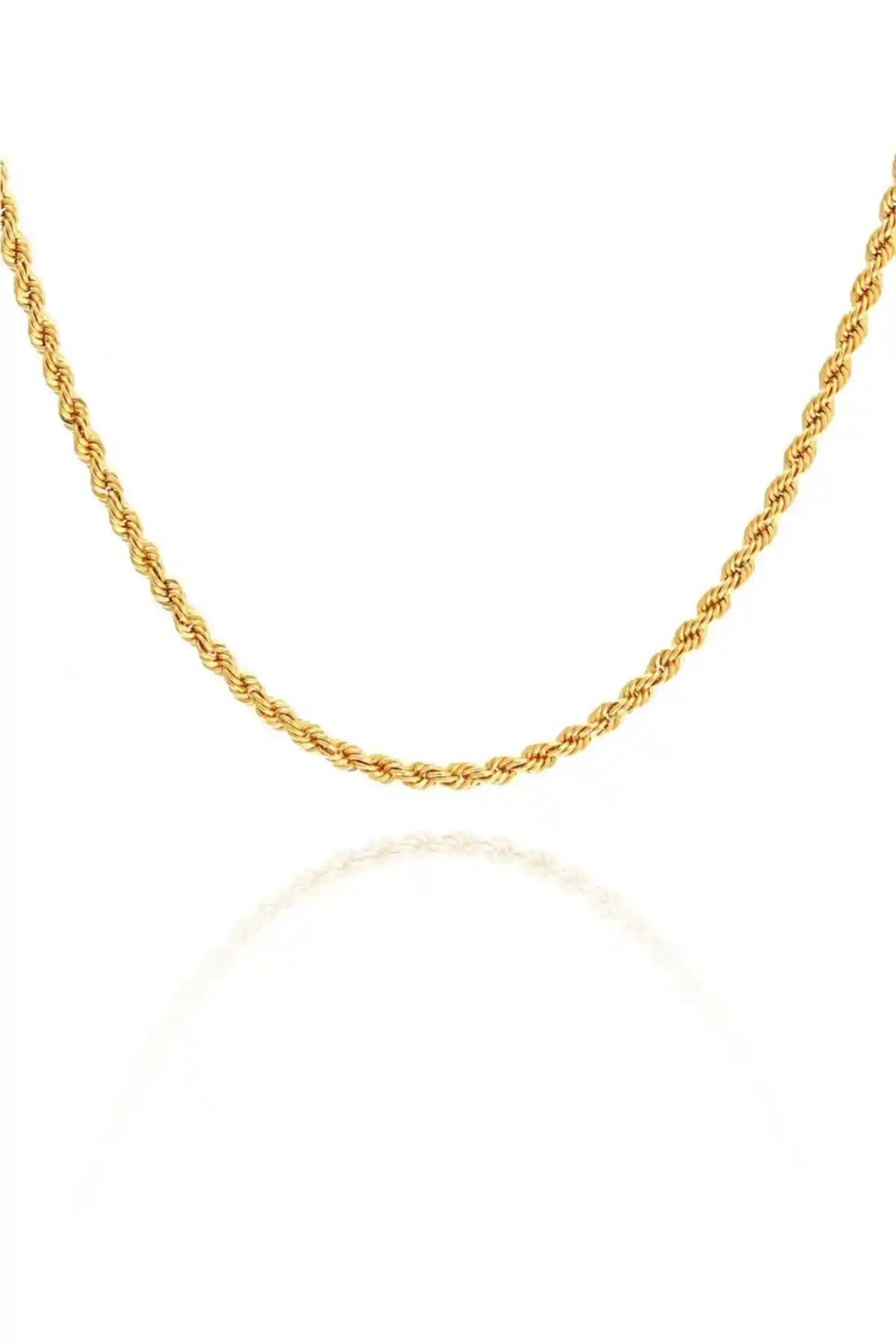 Kadınlar İçin 14 Ayar Altın Halat Zincir Kolye Şık ve Dayanıklı Tasarım