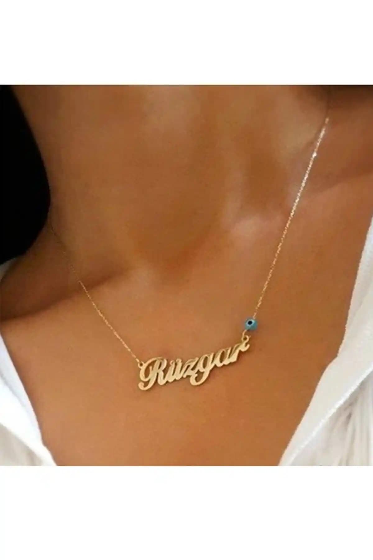 Kadınlar İçin Zarif ve Kişiselleştirilebilir 925 Ayar Gümüş Sarı Renkli Kolye