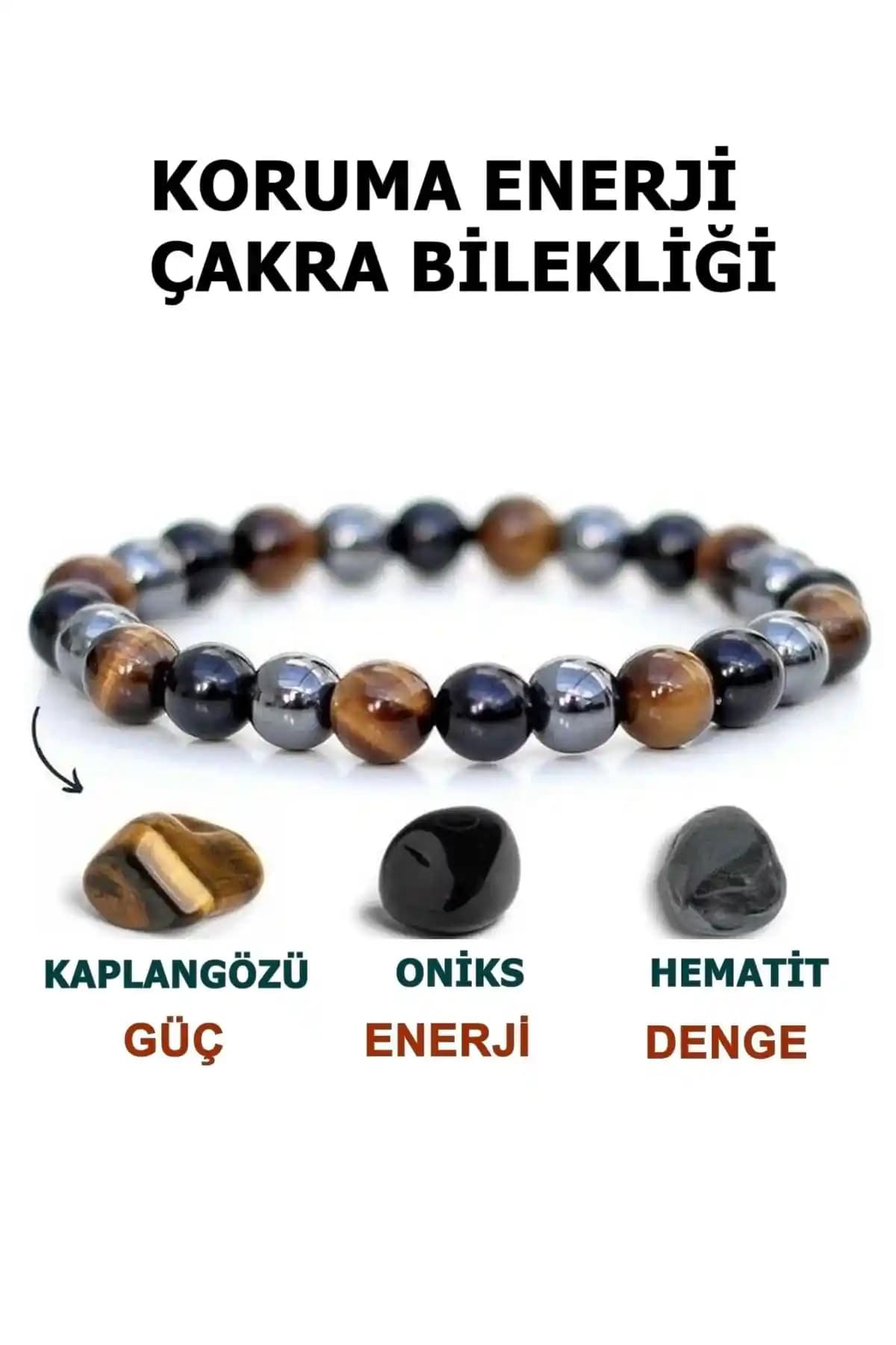 Kusaklı Koruma Enerji Güç Denge Çakra Bilekliği Doğal Taşlarla Şık ve Enerji Dengeleyici