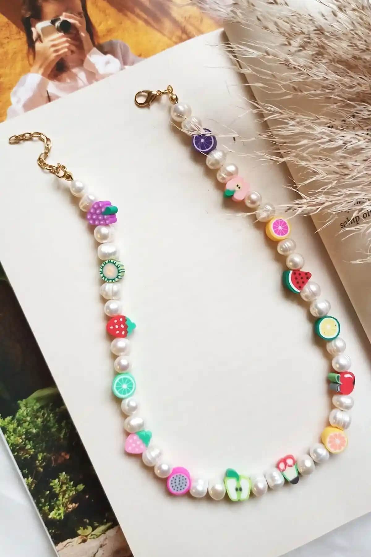 Marche Accessorize Fimo Boncuk Kolye: Zarif ve Şık Altın Kaplama Takı Tasarımı