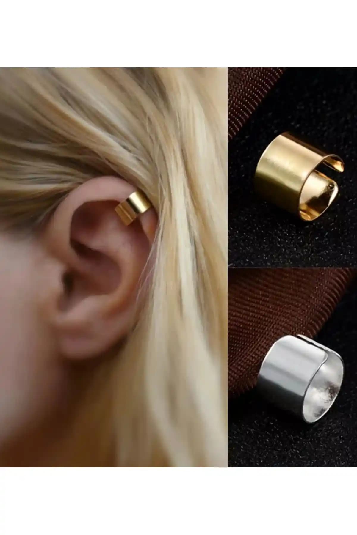 Monalisa Toka Kadın Altın Kaplama Gümüş Kıkırdak Küpe Seti Modern ve Şık Tasarım