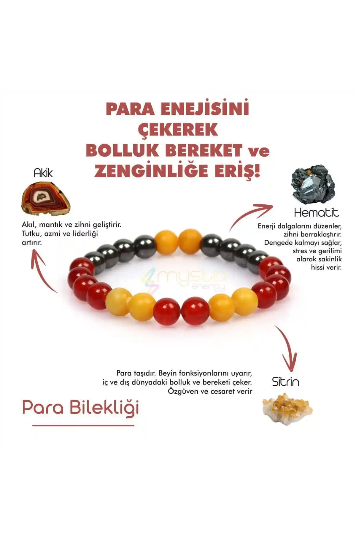 Mystic Energy Sertifikalı Doğal Taş Bileklik - Şık ve Enerjik Unisex Takı Seçeneği