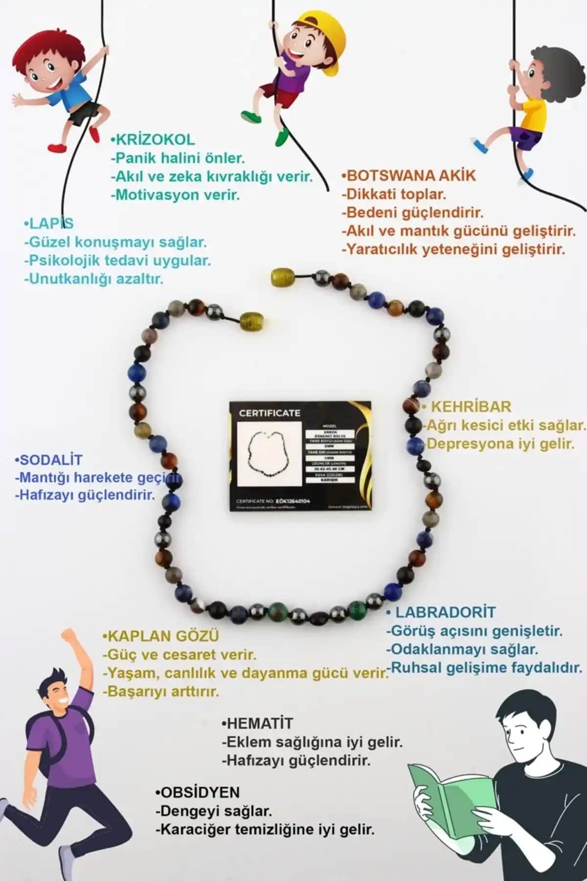 Osmanlı Temalı Erkek Öğrenci Kolyesi Doğal Taşların Gücü ve Estetik Tasarım