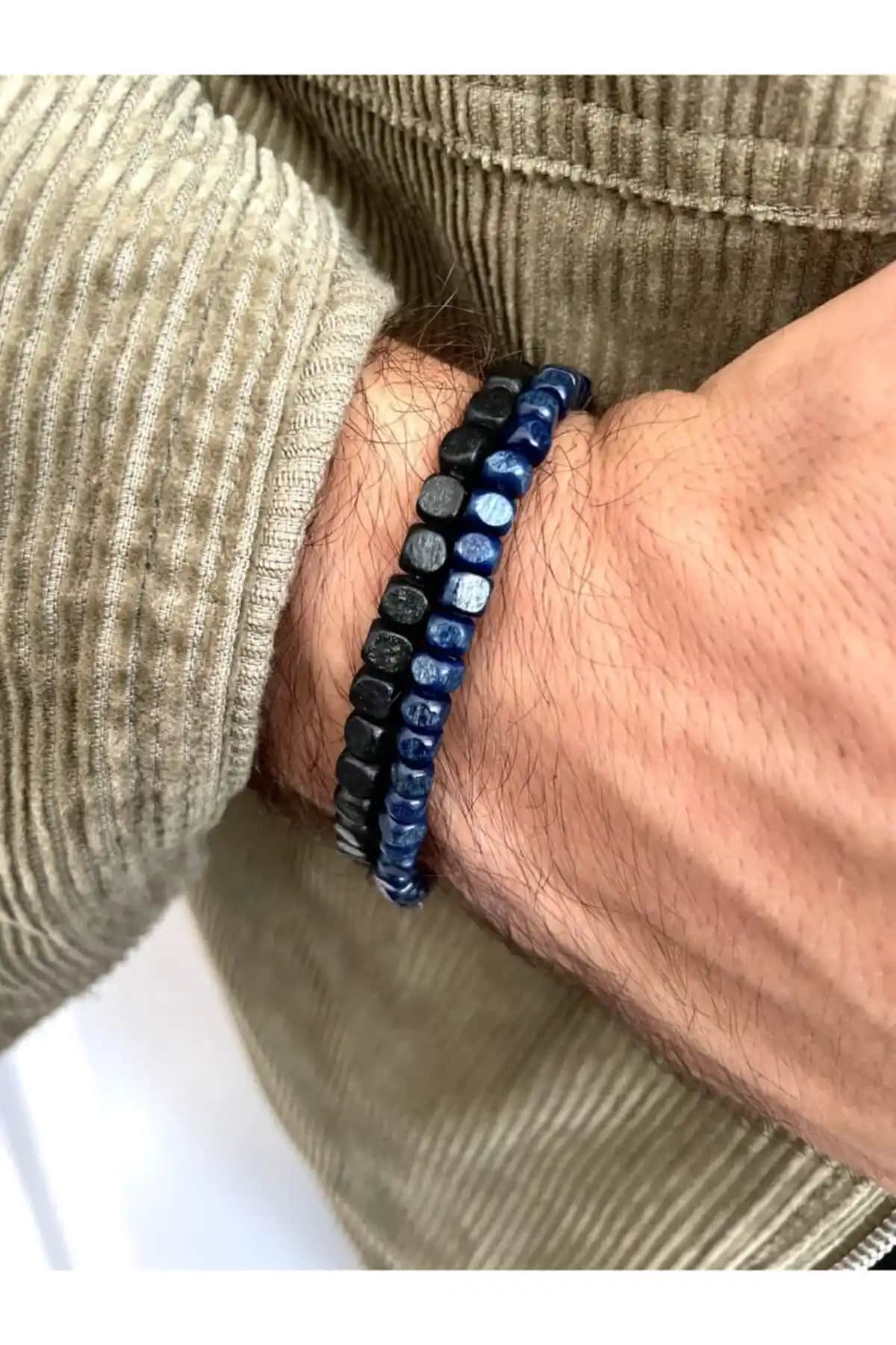 Padore Ikili Ahşap Bileklik Seti Siyah ve Okyanus Mavisi Şıklık ve Zarafet Sunar