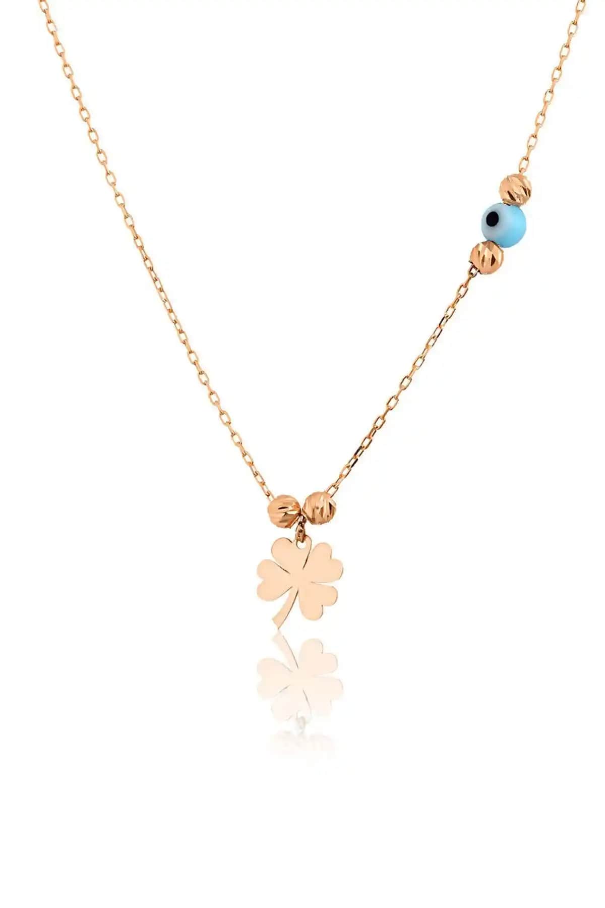 Papatya Silver 925 Ayar Rose Altın Kaplama Dorica Toplu Yonca Kolye Özellikleri ve Tasarımı