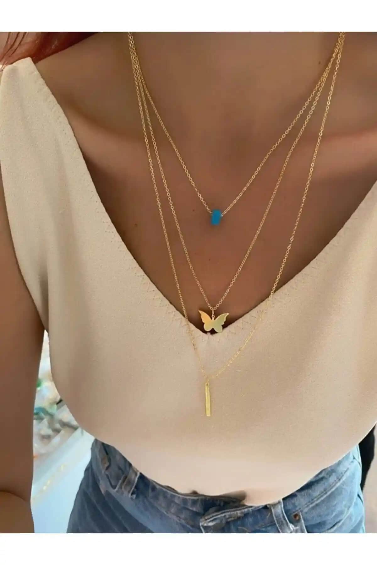 Pul Kelebek Kloye Altın Kaplama Zarif Takı Modern ve Klasik Tasarım