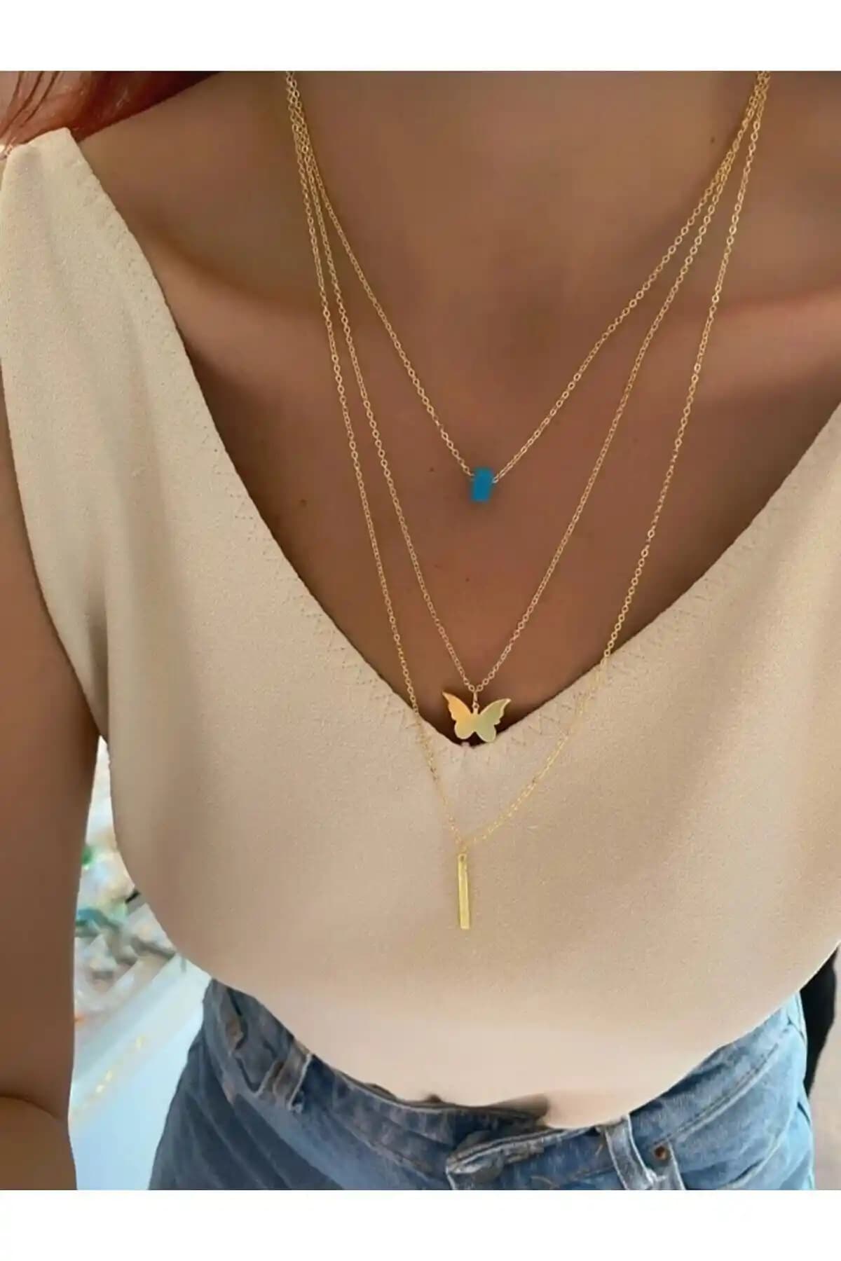 Pul Kelebek Kloye Altın Kaplama Zarif Takı Modern ve Klasik Tasarım