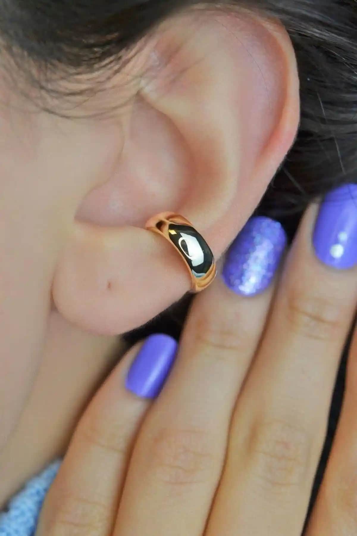 Sacce Scarves & Accessories Rodyum Kaplama Çok Renkli Kıkırdak Küpe Earcuff Modaya Uygun Tasarım