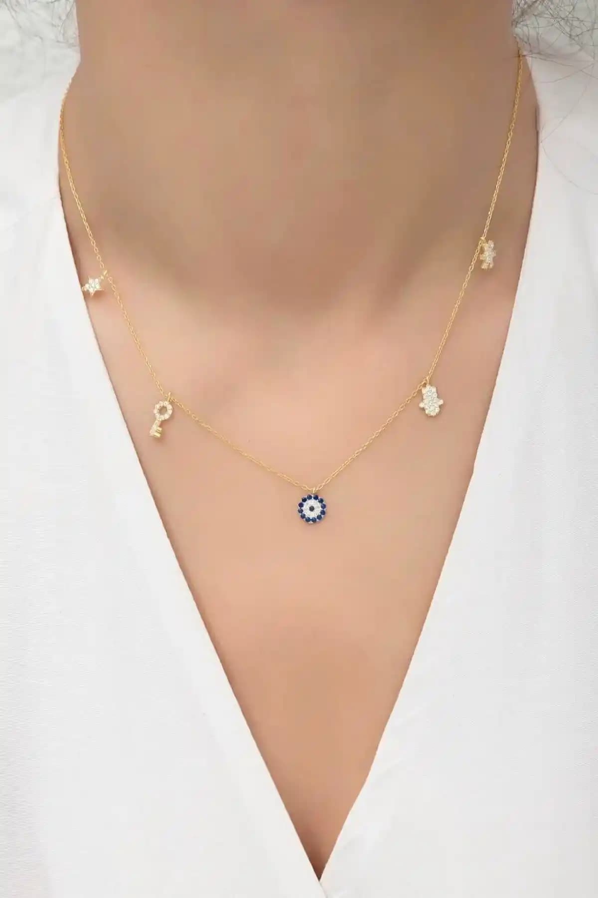 Silvano 925 Ayar Gümüş Zirkon Taşlı Güçlü ve Zarif Kolye - Günlük ve Özel Kullanım İçin