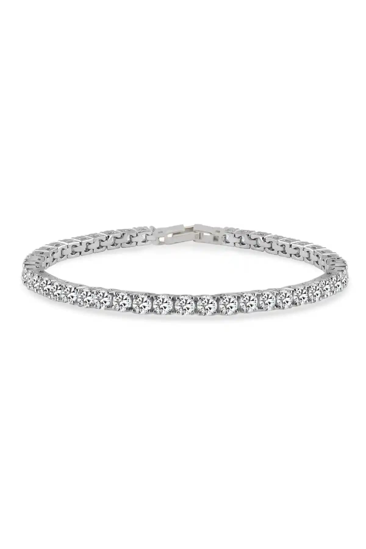 Silveranka 925 Ayar Gümüş Rodyum Kaplama Su Yolu Bileklik Modern ve Zarif Tasarım