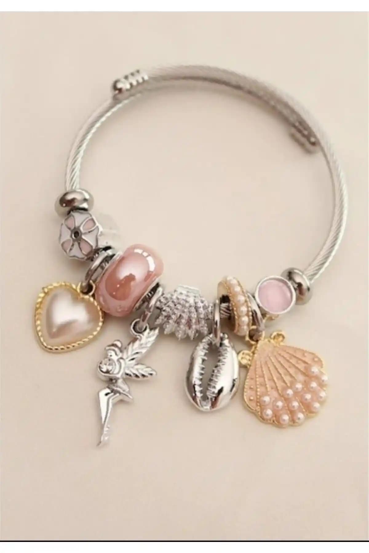 Simay Aksesuar Çelik Charm Bileklik Deniz ve Peri Motifleriyle Şıklık ve Dayanıklılık Sunar